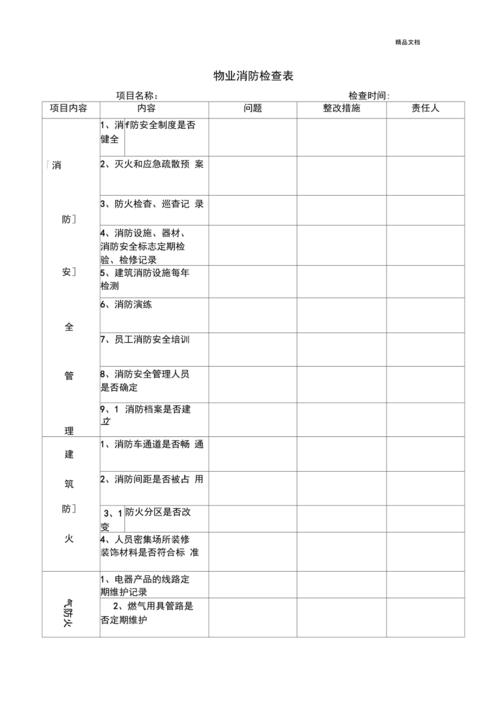 物业消防安全检查表格怎么填才规范？-第2张图片-德高鼎泰便民中心