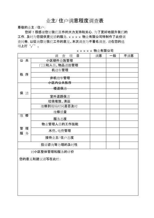 物业客户满意度调查表，您对物业满意吗？-第1张图片-德高鼎泰便民中心