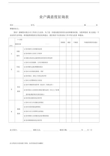 物业服务满意度调查表，您对物业服务满意吗？-第1张图片-德高鼎泰便民中心